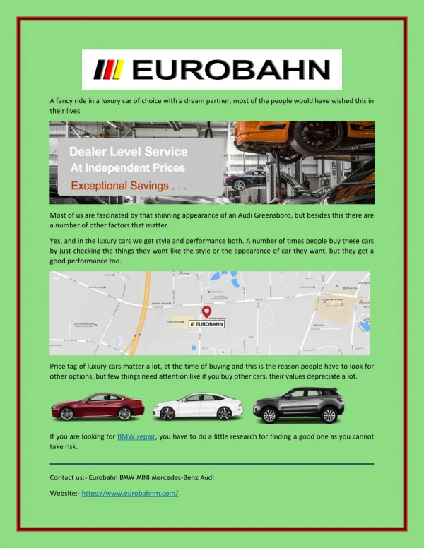 Eurobahn: BMW Repair Service at Fair Price in Greensboro, NC