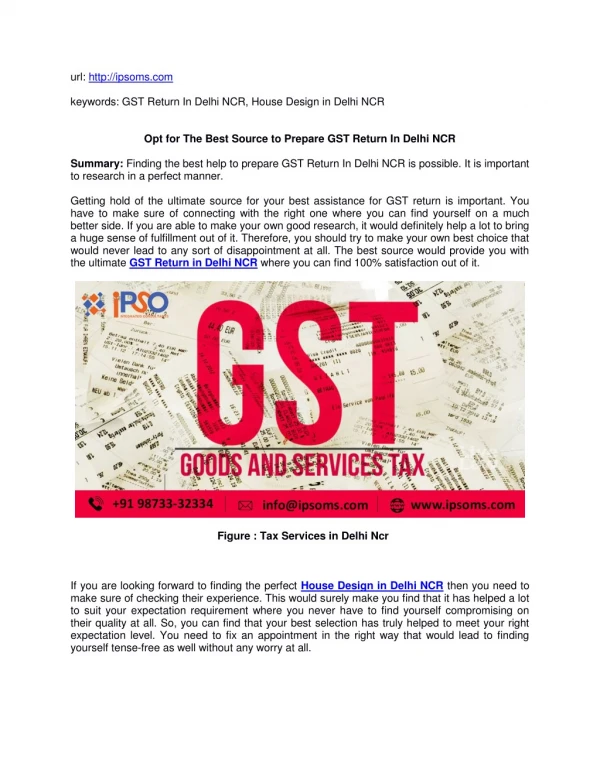 Opt for The Best Source to Prepare GST Return In Delhi NCR