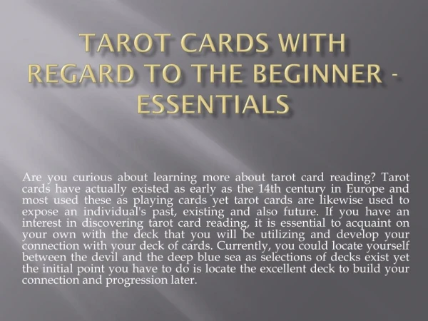 Tarot Cards With regard to The beginner Essentials