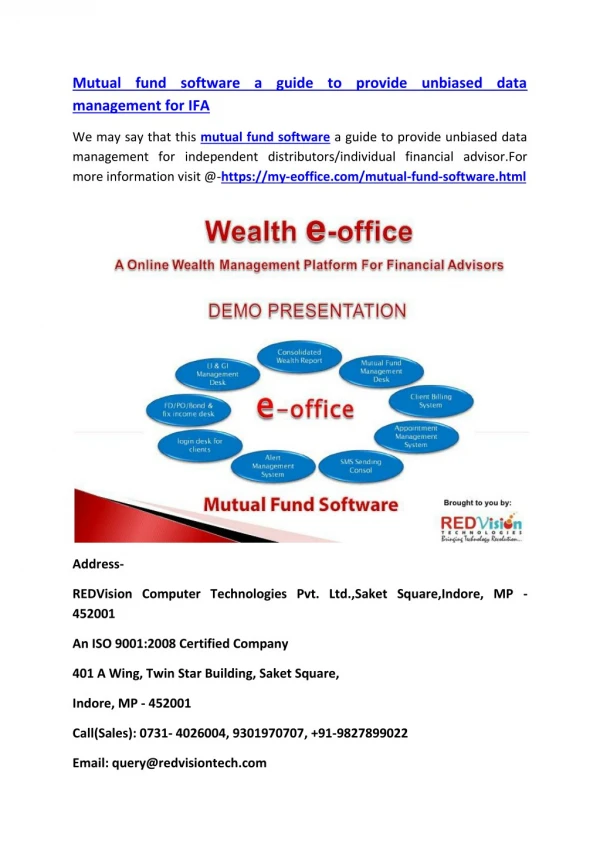 Mutual fund software a guide to provide unbiased data management for IFA