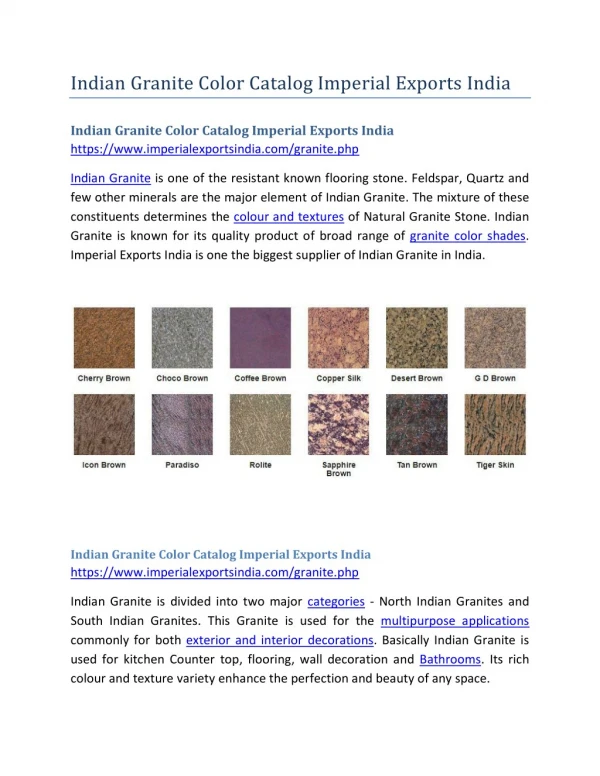Indian Granite Color Catalog Imperial Exports India