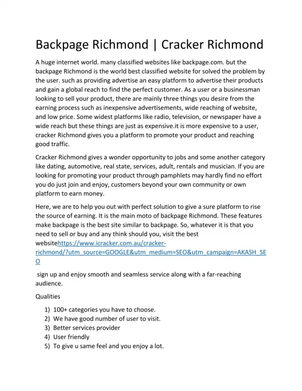 Backpage Richmond | Cracker Richmond