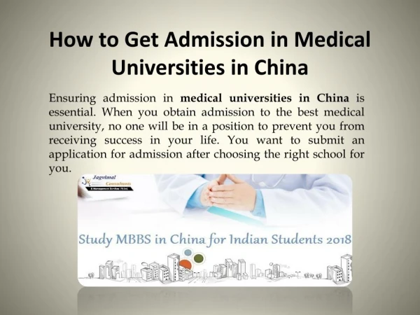 How to Get Admission in Medical Universities in China
