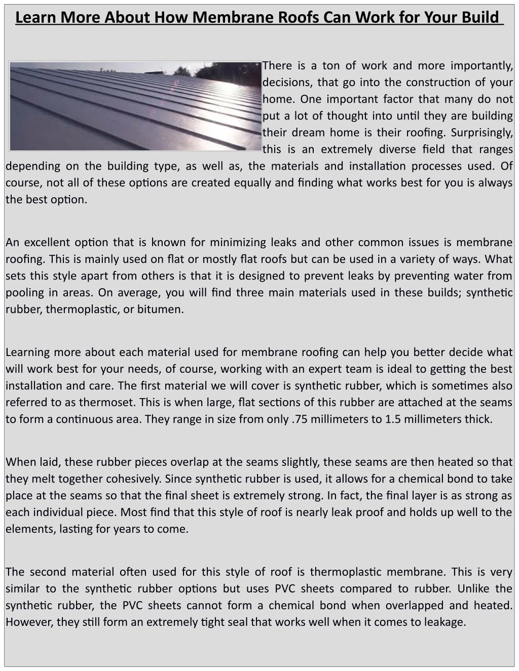 learn more about how membrane roofs can work