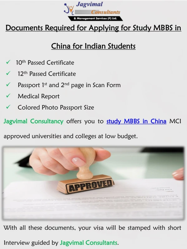 Documents Required for Applying for Study MBBS in China for Indian Students