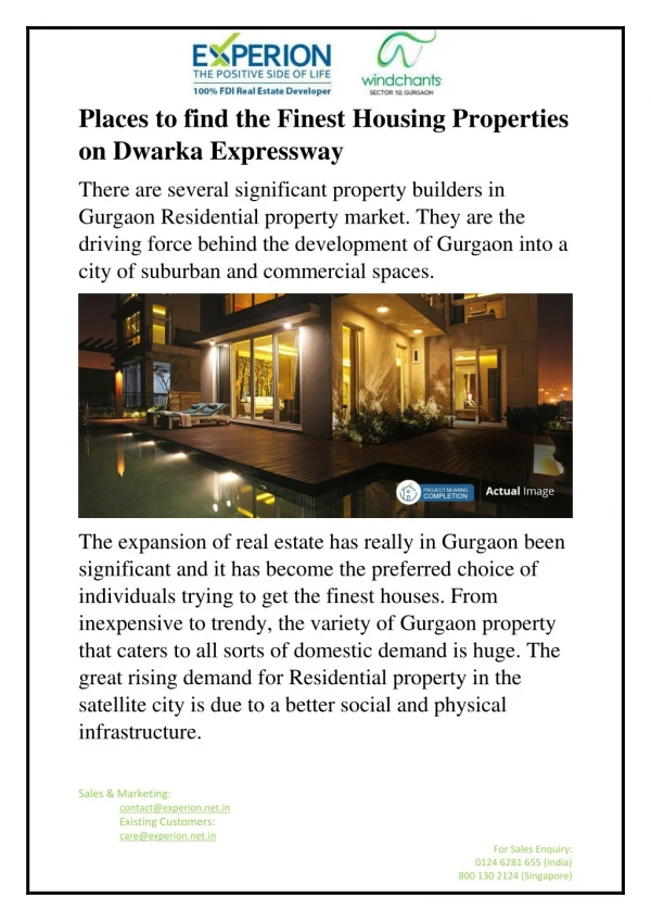 Places to find the Finest Housing Properties on Dwarka Expressway