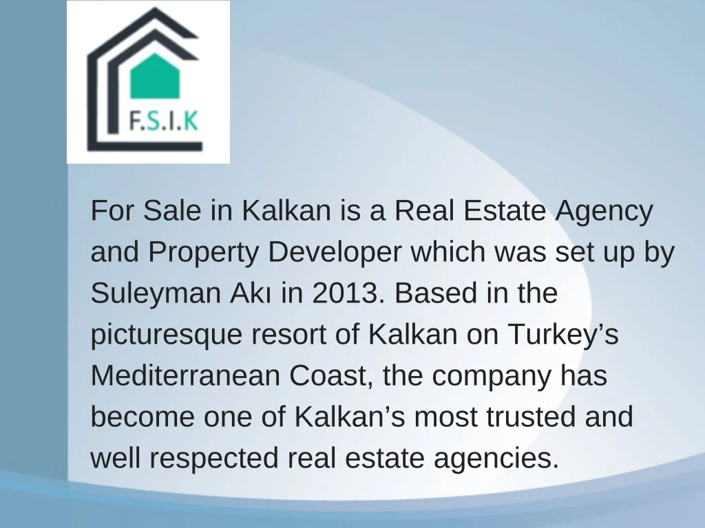 for sale in kalkan is a real estate agency