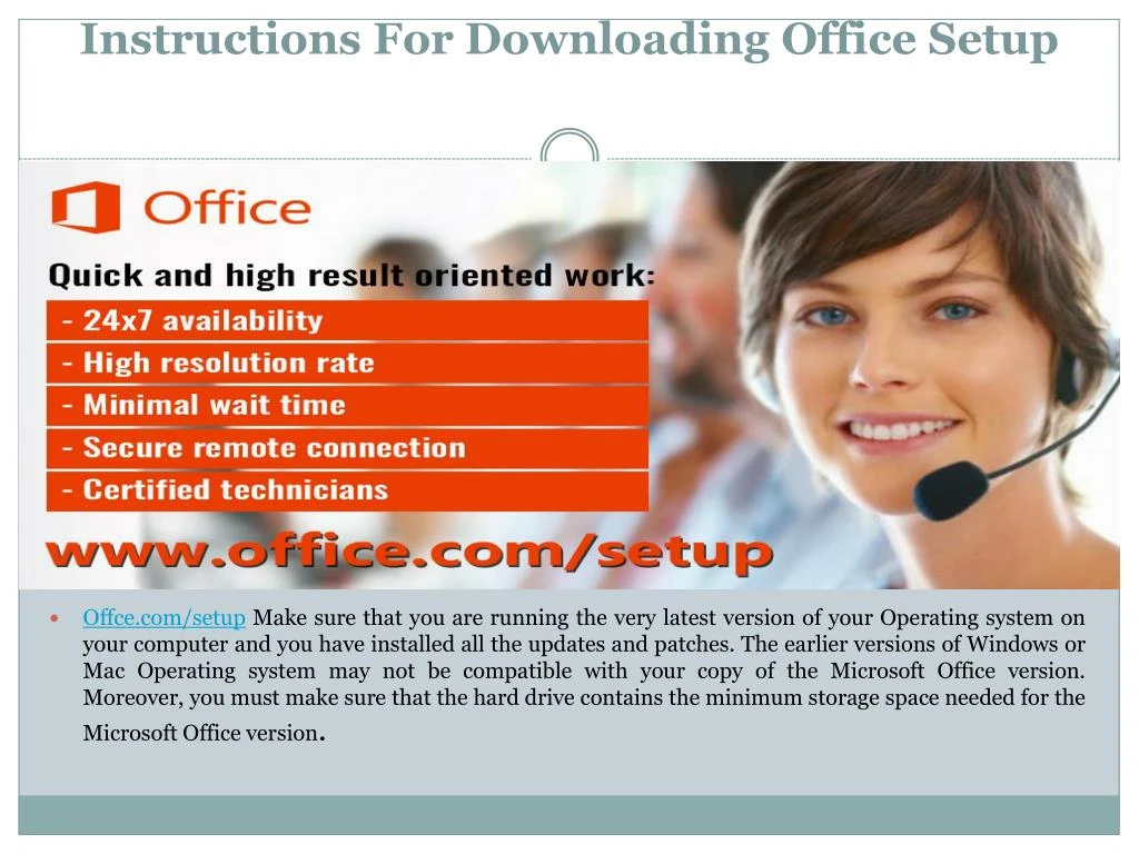 instructions for downloading office setup