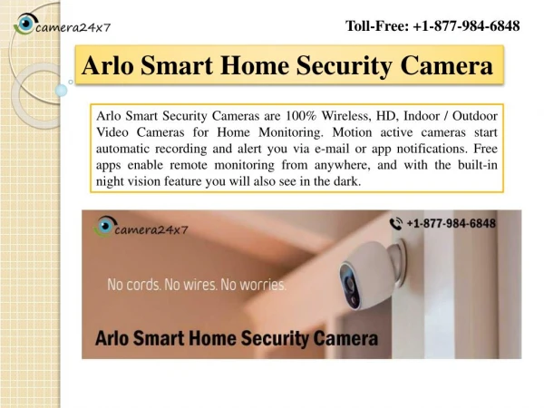 Know About Arlo Smart Home Security Camera, Call 1-877-984-6848