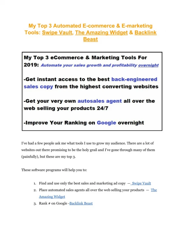 Top 3 Automated eCommerce & emarketing Tools