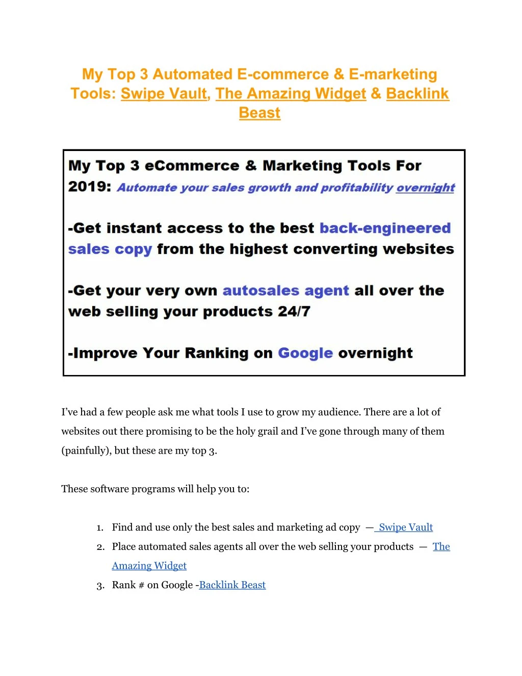 my top 3 automated e commerce e marketing tools