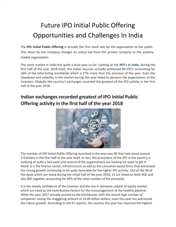 Future IPO Initial Public Offering Opportunities and Challenges In India - IPOGyan