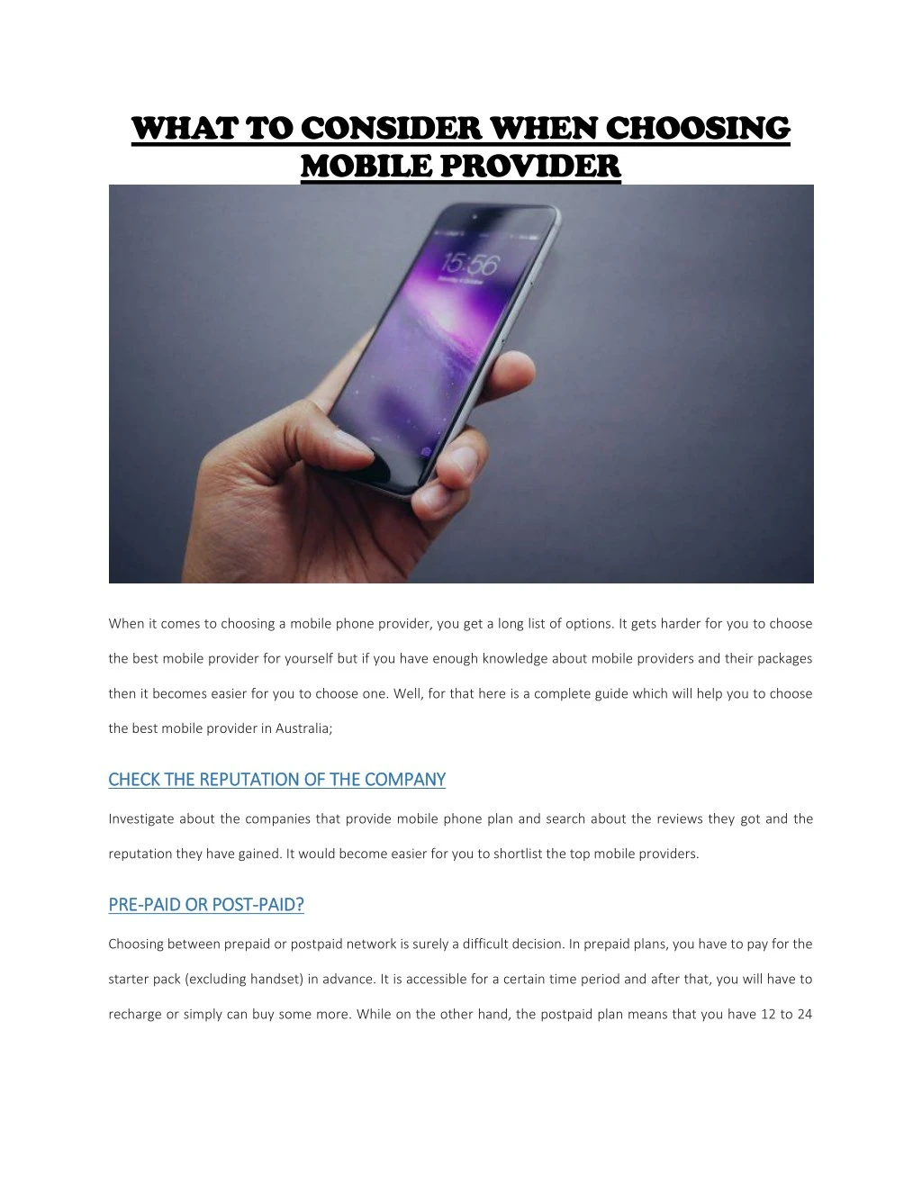 what to consider when choosing mobile provider