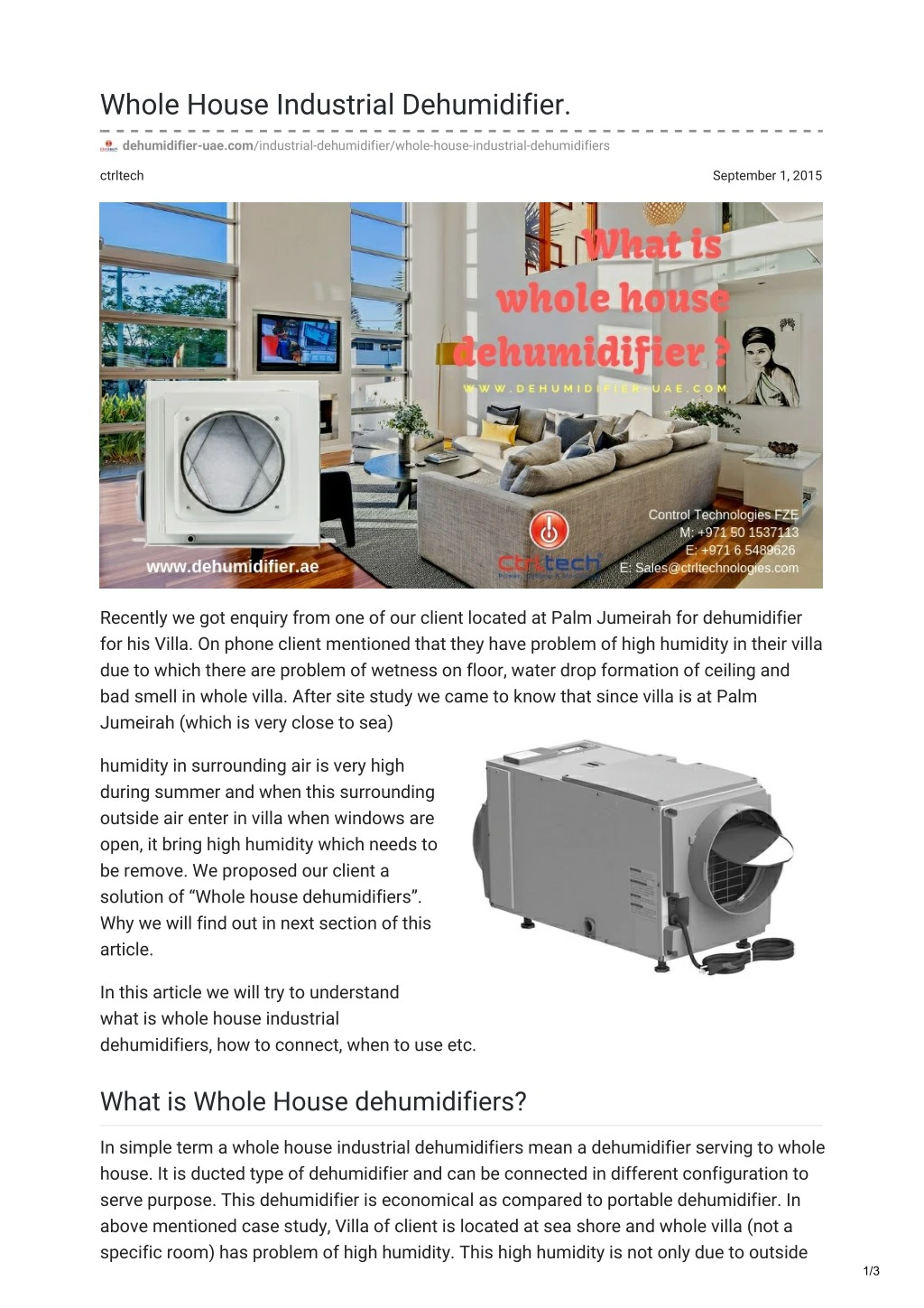whole house industrial dehumidifier