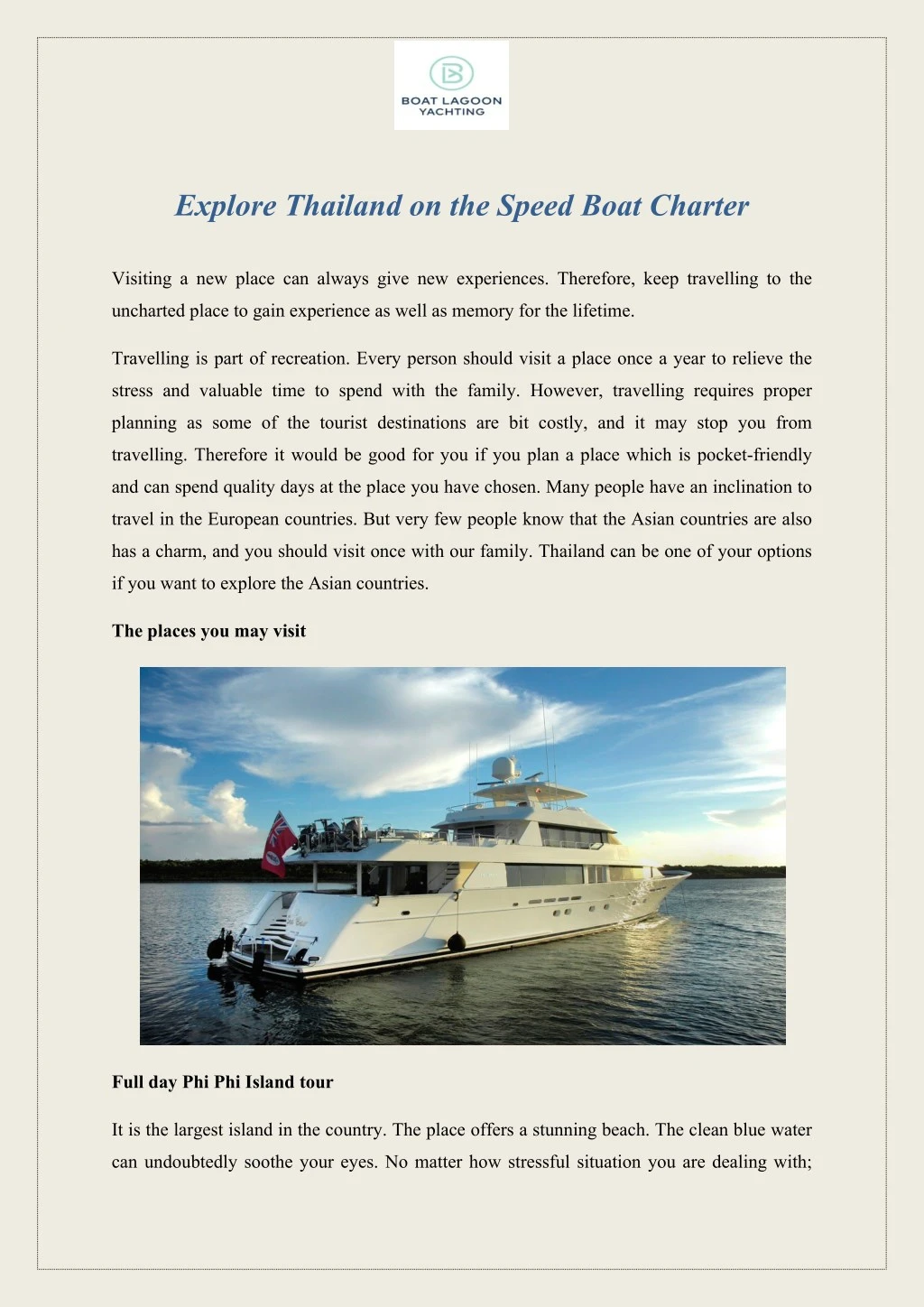 explore thailand on the speed boat charter