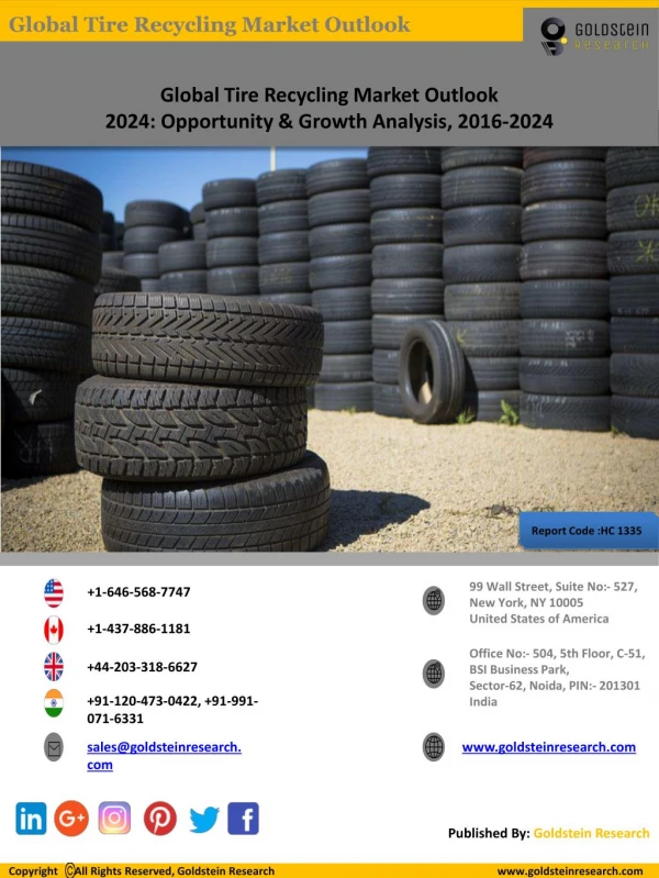 Global Tire Recycling Market Outlook 2024: Opportunity & Growth Analysis, 2016-2024