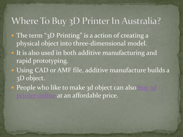 Where To Buy 3D Printer in Australia?