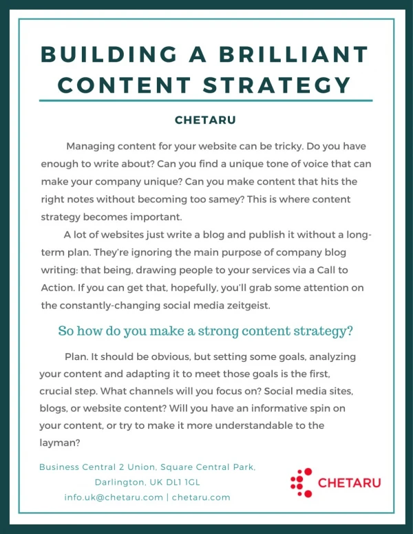Building a Brilliant Content Strategy | Chetaru