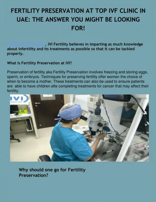 Fertility Clinic UAE