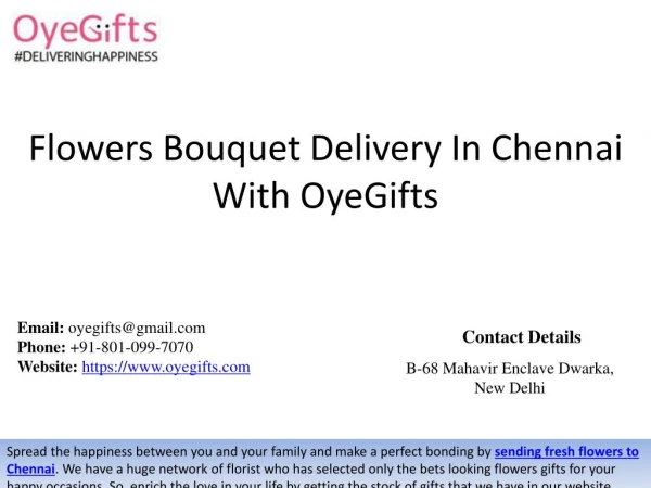 Flowers Bouquet Delivery In Chennai With OyeGifts