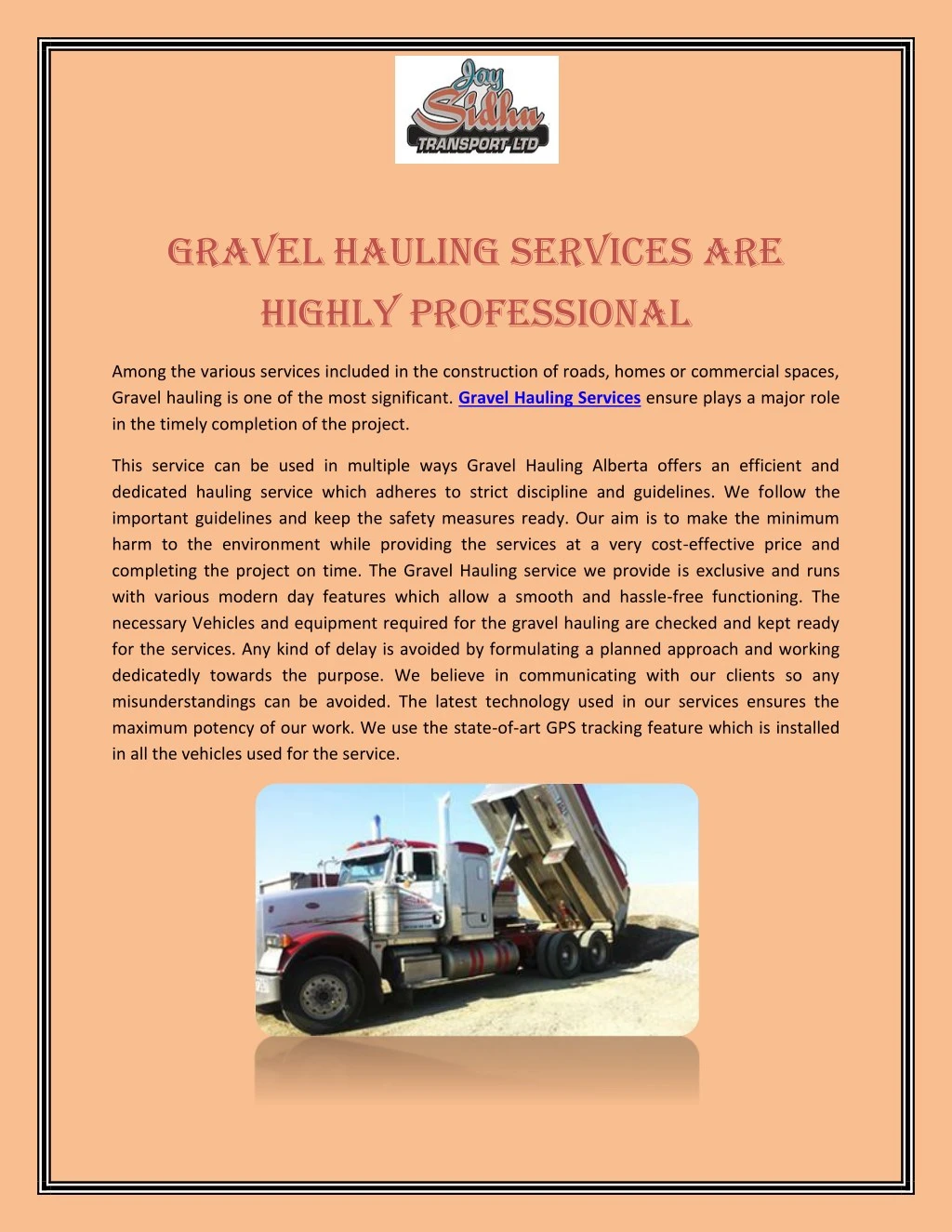 gravel hauling services are highly professional