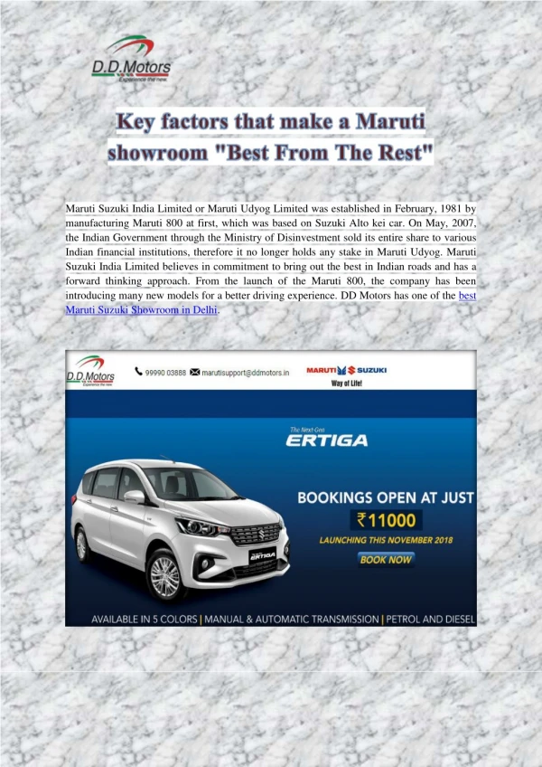 Key factors that make a Maruti showroom "Best From The Rest"