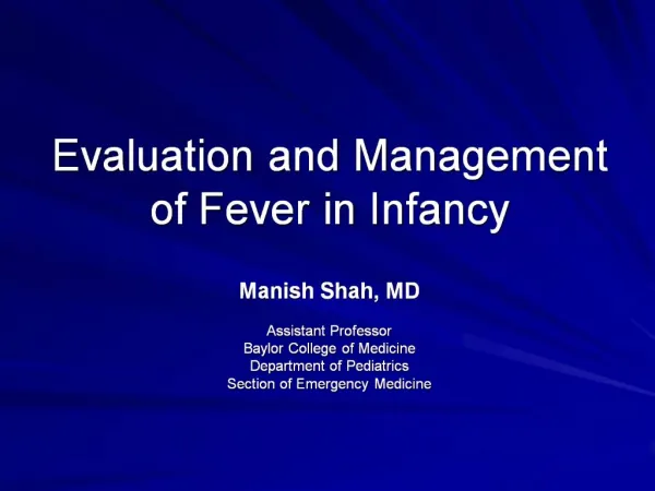 Evaluation and Management of Fever in Infancy