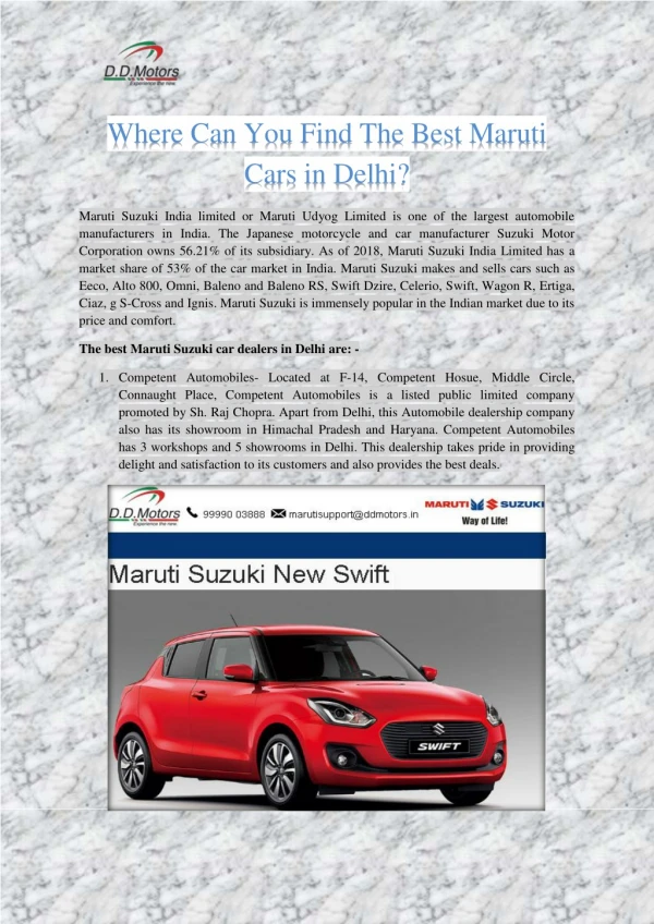 Where can you find the best Maruti cars in Delhi?