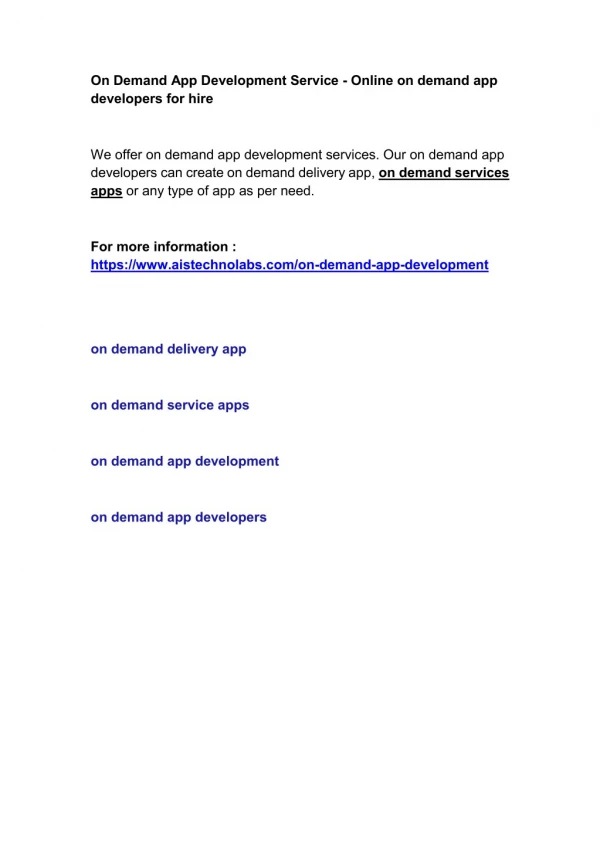 On Demand Service App Development Service - Online on demand app developers for hire