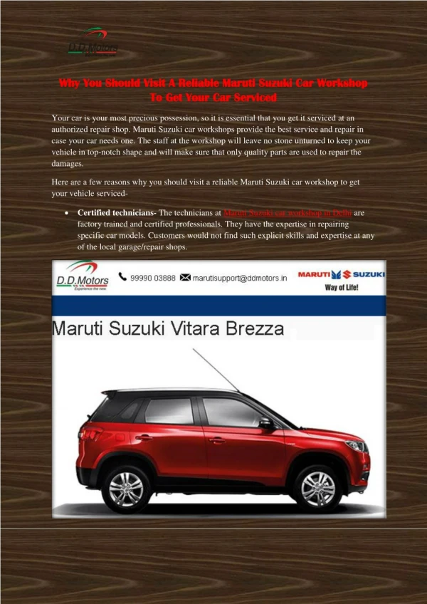 Why You Should Visit A Reliable Maruti Suzuki Car Workshop To Get Your Car Serviced