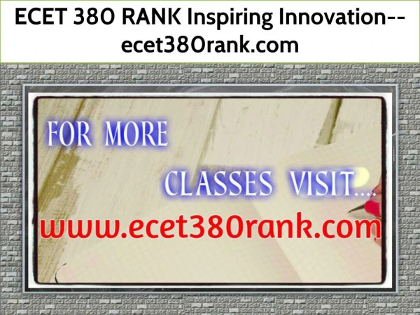 ECET 380 RANK Inspiring Innovation--ecet380rank.com