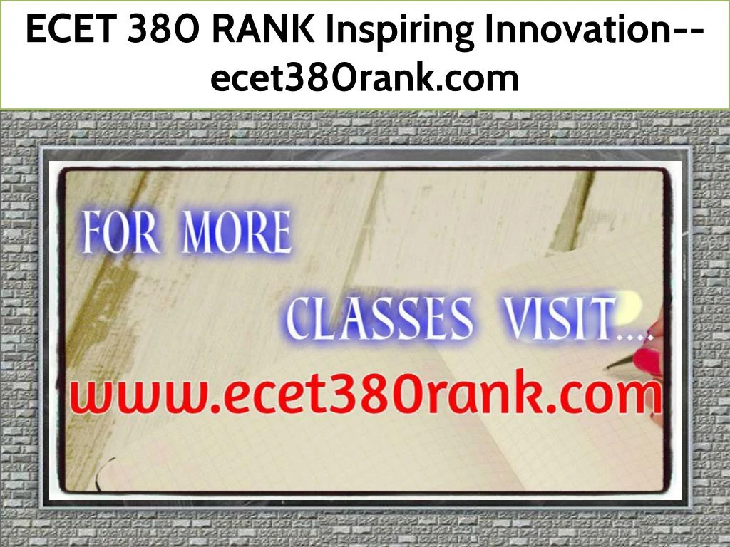 ecet 380 rank inspiring innovation ecet380rank com
