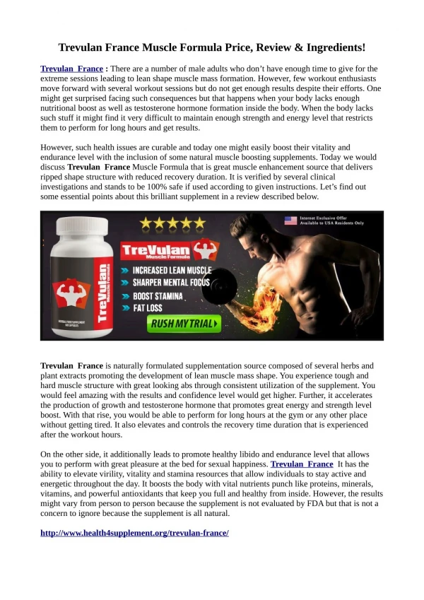 Trevulan France Muscle Formula Price, Review & Ingredients!