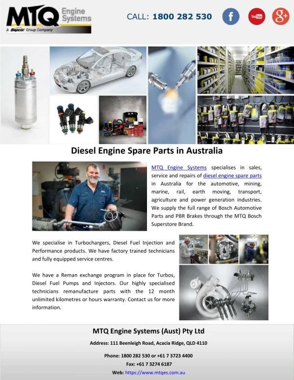 Diesel Engine Spare Parts in Australia