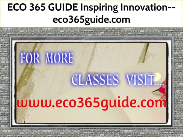 ECO 365 GUIDE Inspiring Innovation--eco365guide.com