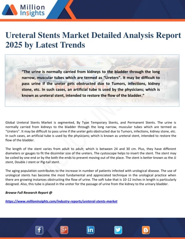 Ureteral Stents Market Detailed Analysis Report 2025 by Latest Trends