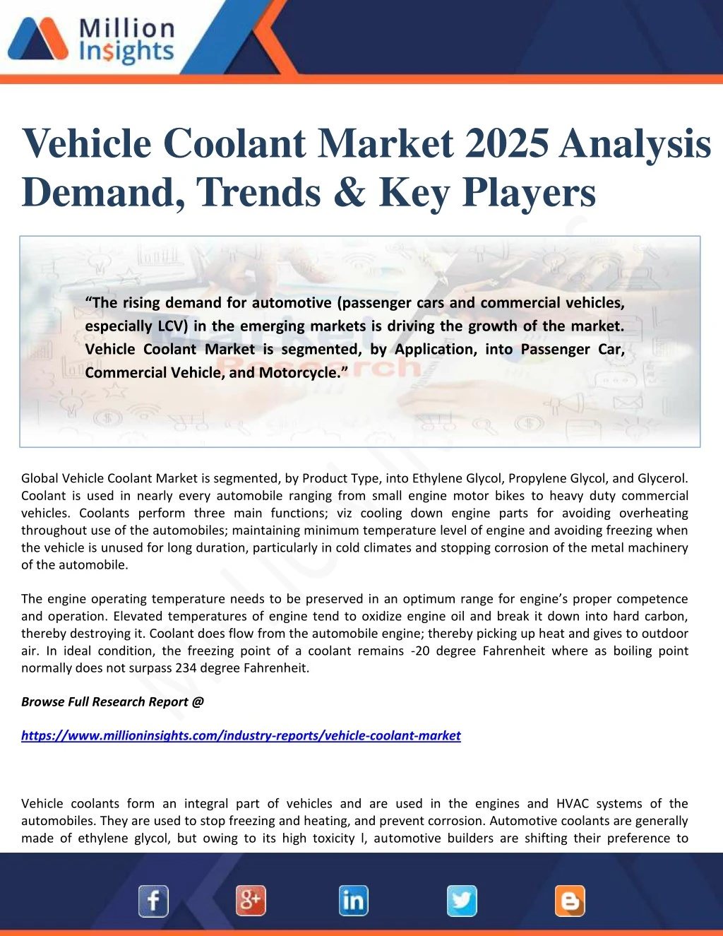 vehicle coolant market 2025 analysis by demand