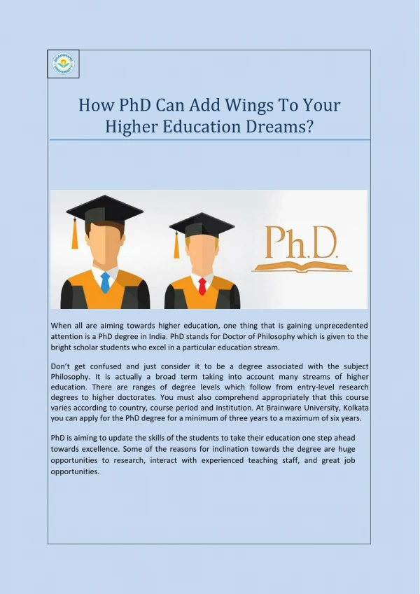 Add Wings to your career: Studying PhD