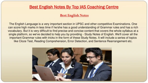 Best English Notes - By IAS coaching Centre