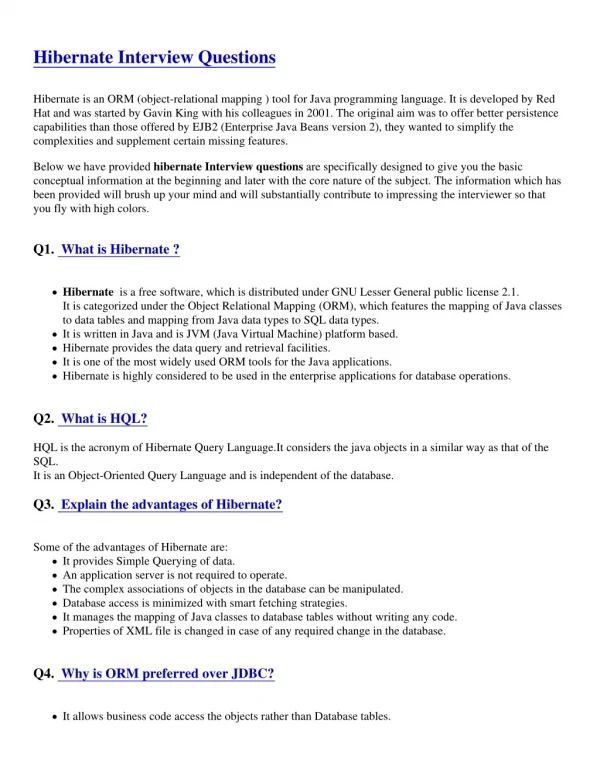 Hibernate Interview Questions Answers-PDF
