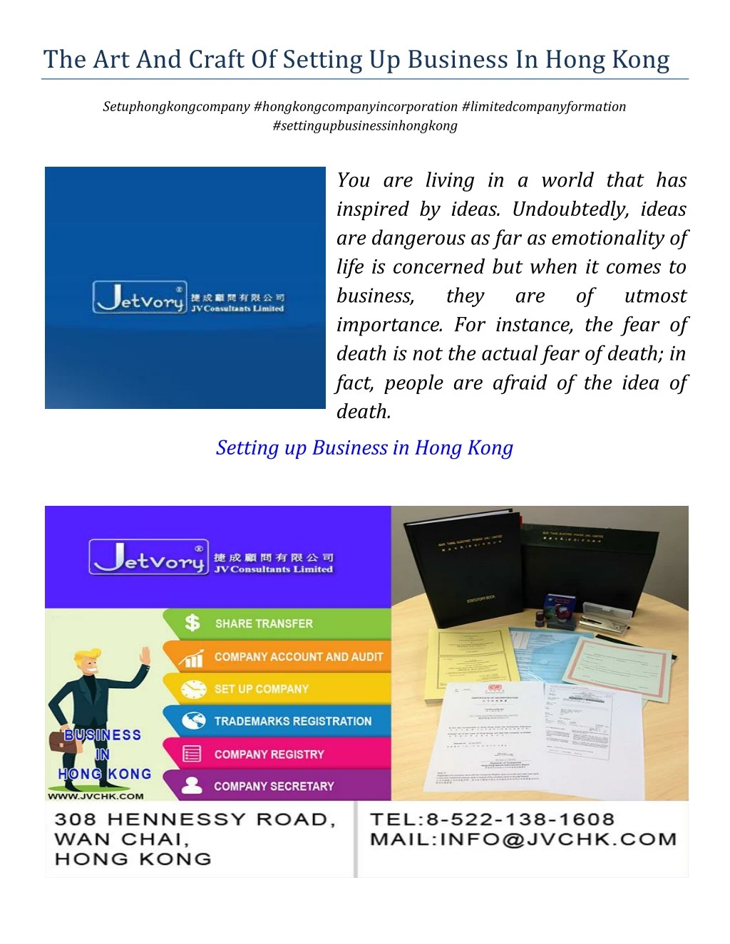 the art and craft of setting up business in hong