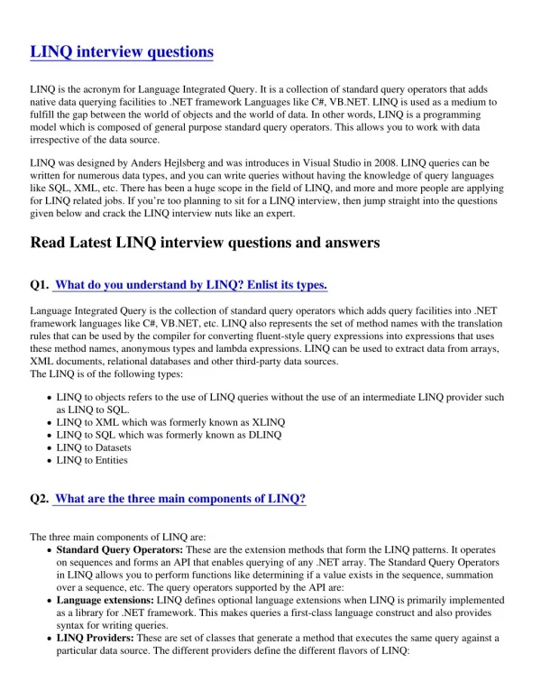 LINQ interview questions-PDF