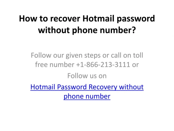 How to recover hotmail password without phone number?