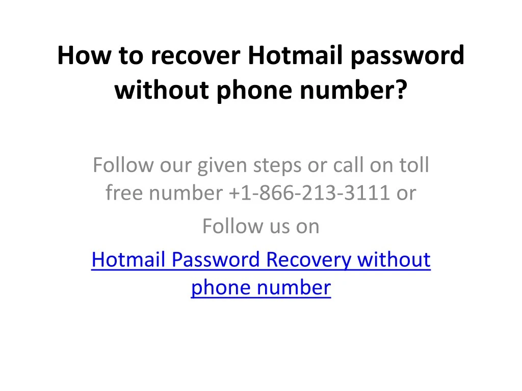 how to recover hotmail password without phone