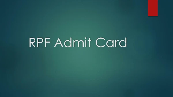 RPF Admit Card 2018-19 | RPF SI & Constable Halll Ticket 2018-19 For CBT
