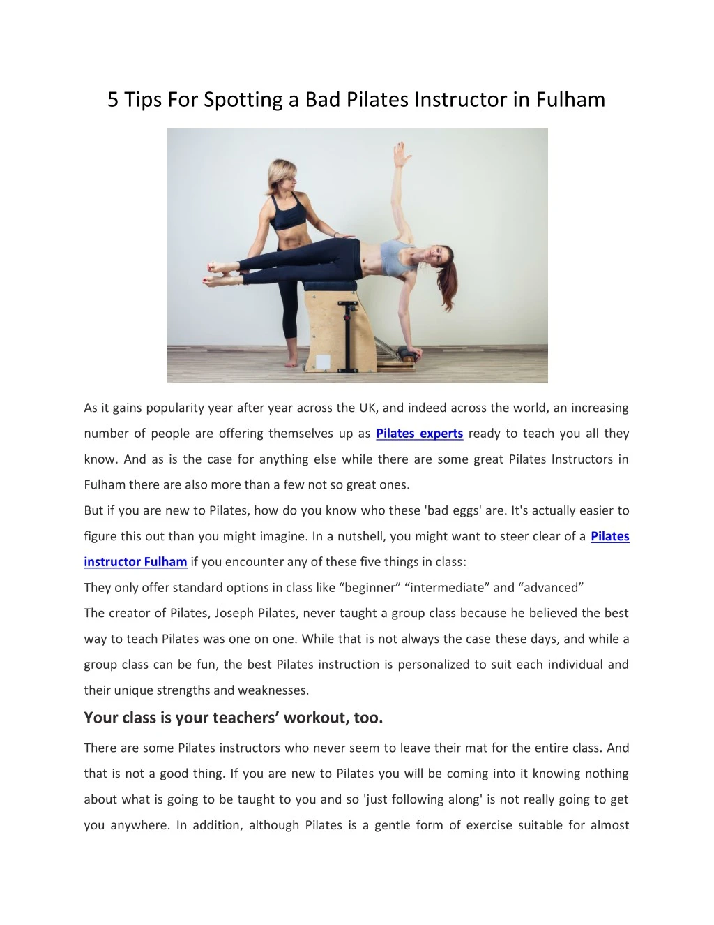 5 tips for spotting a bad pilates instructor