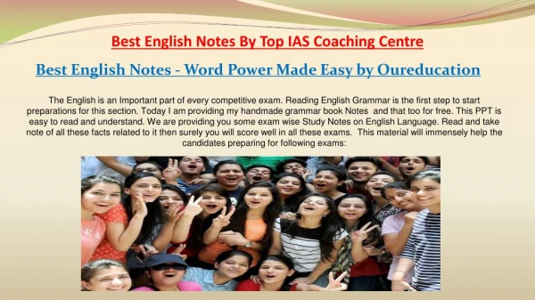 Best English Notes - Word Power Made Easy