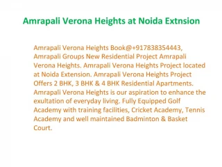 Verona Heights Noida Extension 7838354443 Amrapali Group - slide 1