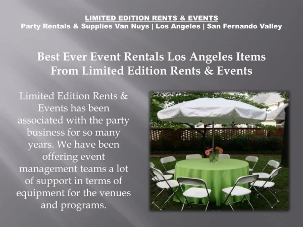 Best Ever Event Rentals Los Angeles