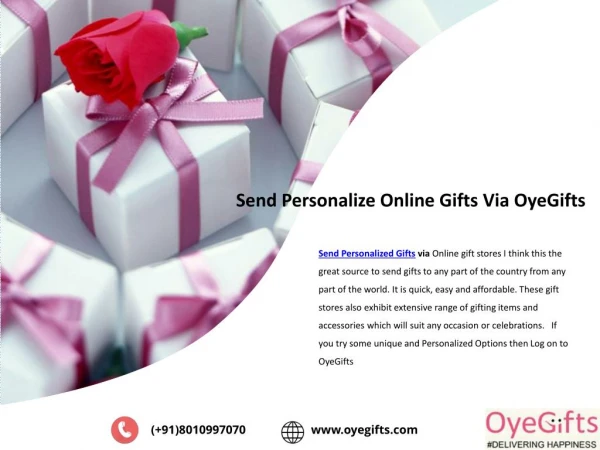 Send Personalize Online Gifts Via OyeGifts